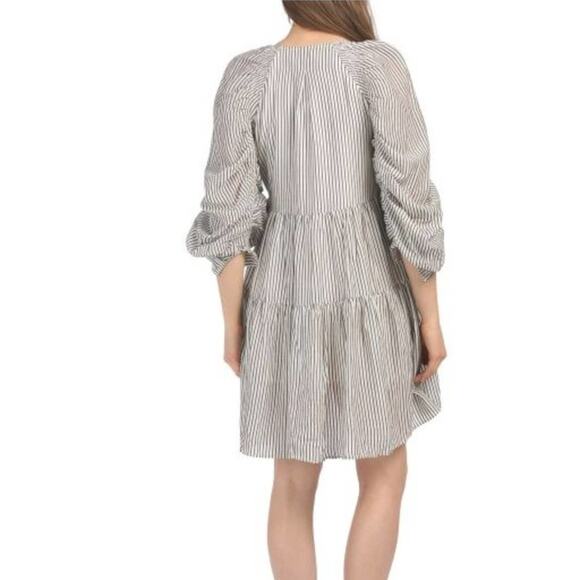 FRAME NWT BOHO BOHEMIAN CASUAL STRIPE DRESS SHIRRED BABYDOLL EMPIRE S - Picture 3 of 9